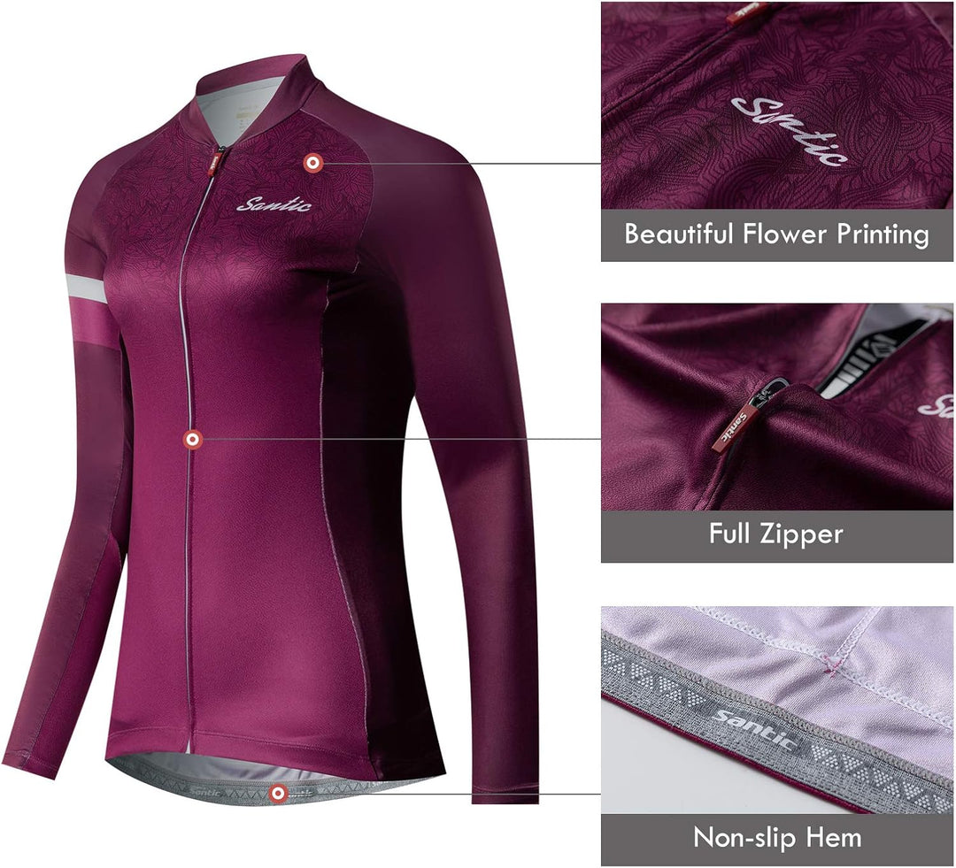 Santic Radtrikot Damen Kurz Fahrradtrikot Damen Fahrrad Shirt M Violett, M Violett