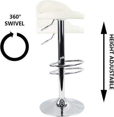 KKTONER Barhocker Tresenhocker höhenverstellbar 60-80cm mit Fussstütze PU Leder Weiss, Weiss