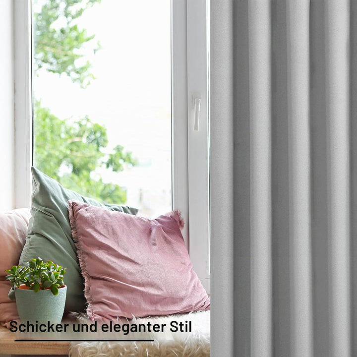 XWZO Blickdichte Vorhänge Verdunklungsvorhänge mit Ösen 2 Stücke Gardienen mit Raffhalter Lichtundur