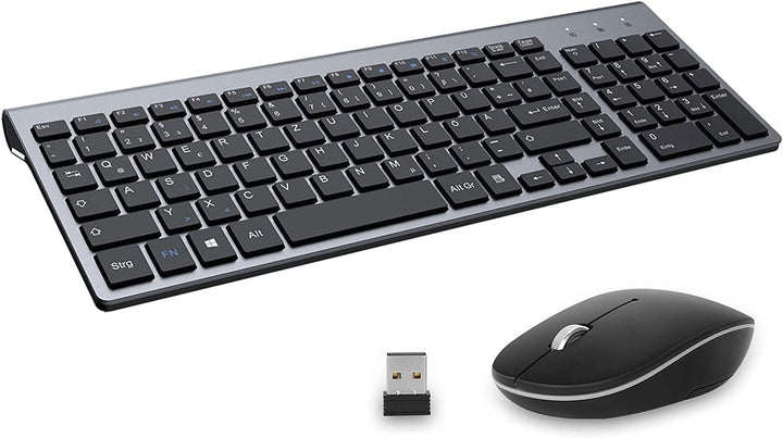 Tastatur Maus Set Kabellos - (Deutsch) USB QWERTZ Funk Tastatur Klein Maus Ultradünne Leise Ergonomi