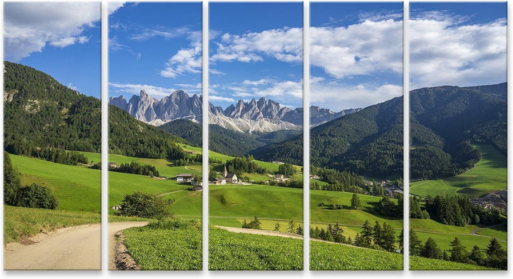 islandburner Leinwandbild Landschaftsbild Dorf Santa Maddalena Südtirol Dolomiten - Leinwand 160x80c