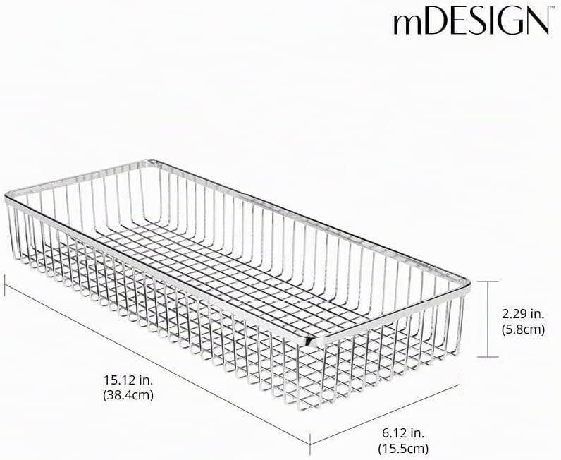 mDesign universeller Schubladenkasten aus Metall – Aufbewahrungskorb für Schubladen ordnet Küchenbed