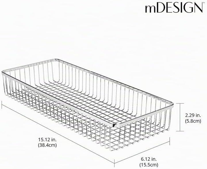 mDesign universeller Schubladenkasten aus Metall – Aufbewahrungskorb für Schubladen ordnet Küchenbed