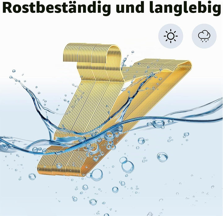 SPECILITE 42 cm goldene Metall-Kleiderbügel, 100 Stück im Grosspack mit Kerben für Standardgrösse Mä