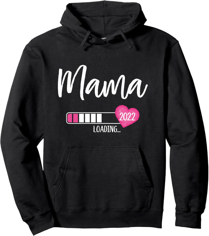 Mama Loading 2022 Herz Werdende Mutter Baby Ankündigung Pullover Hoodie