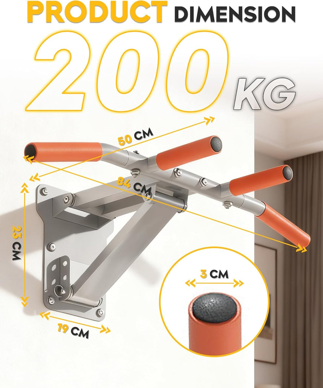 GuuG Klimmzugstange Wand Pull Up Bar: Pullup Wall Wandmontage Verstellbare Klimmzug Stange Multifunk