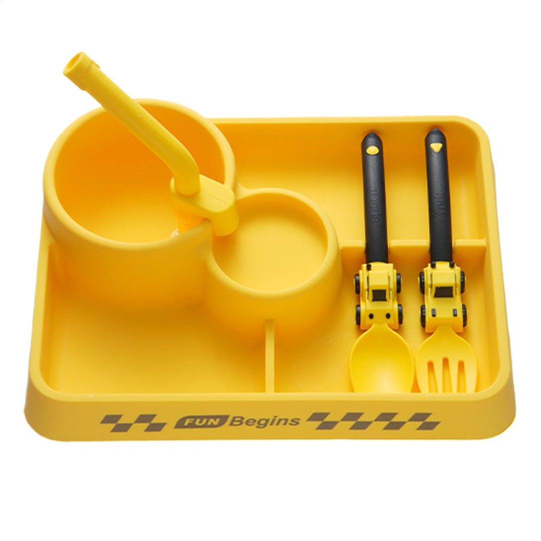 Silicone Dining Plate, Portable Feeding Kit, Utensil with Divided Sections, Comfortable Tableware Pl