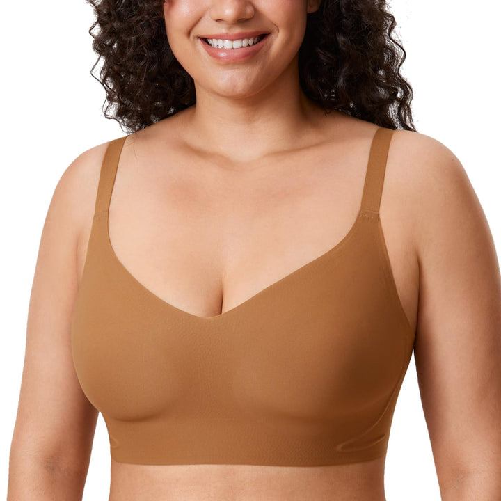 Meliwoo Damen Nahtloser BH ohne Bügel Invisible Gepolstert Entlastungs Bralette 70A Chipmunk, 70A Ch