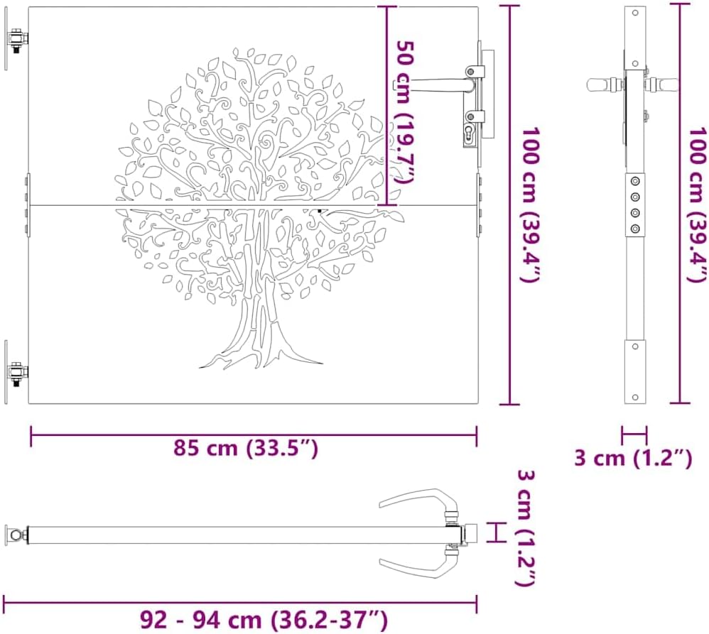 vidaXL Gartentor, Gartentür mit Bambus-Design, Abschliessbar Hoftor Eingangstor für Garten Terrasse,