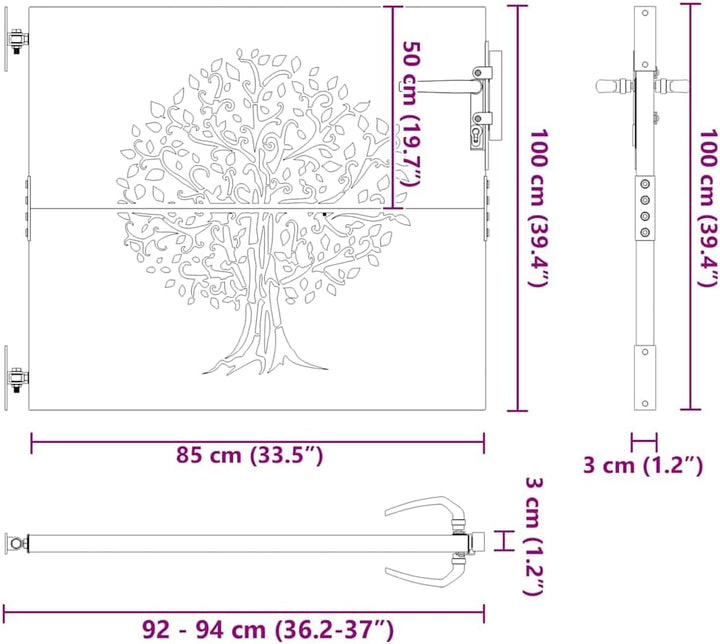 vidaXL Gartentor, Gartentür mit Bambus-Design, Abschliessbar Hoftor Eingangstor für Garten Terrasse,