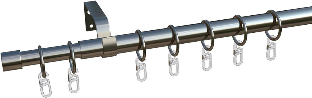 Tilldekor Komplettset, ausziehbare Gardinenstange Andrax, edelstahl-optik, Ø 16/19 mm, 1-Lauf, 120-2