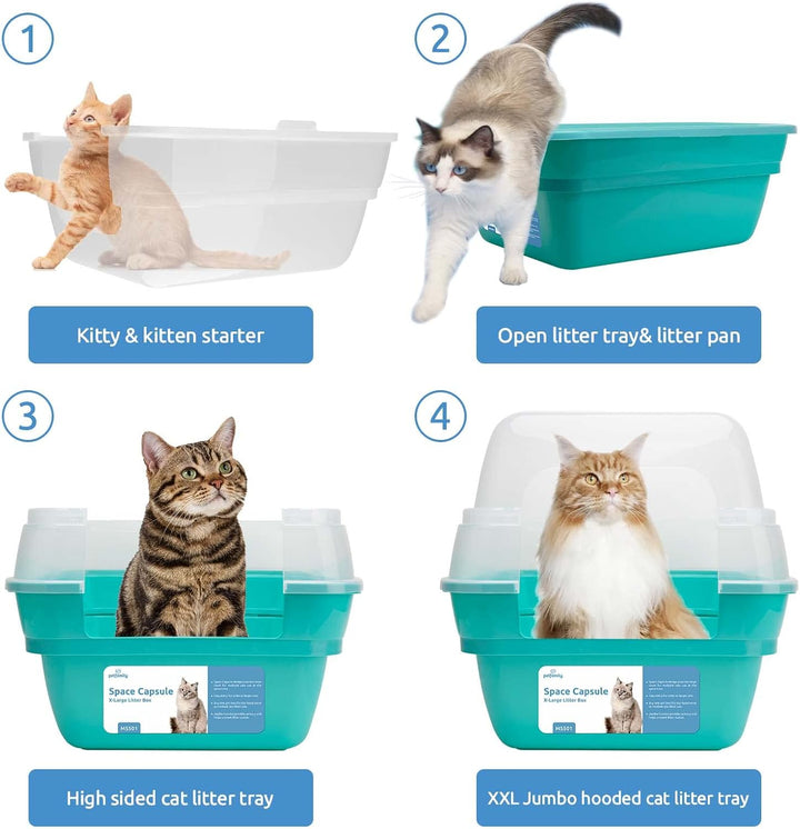 3in1 katzenklo mit Deckel gross katzentoilette, Jumbo Hooded Katzentoilette XXL Katzen klo mit Haube