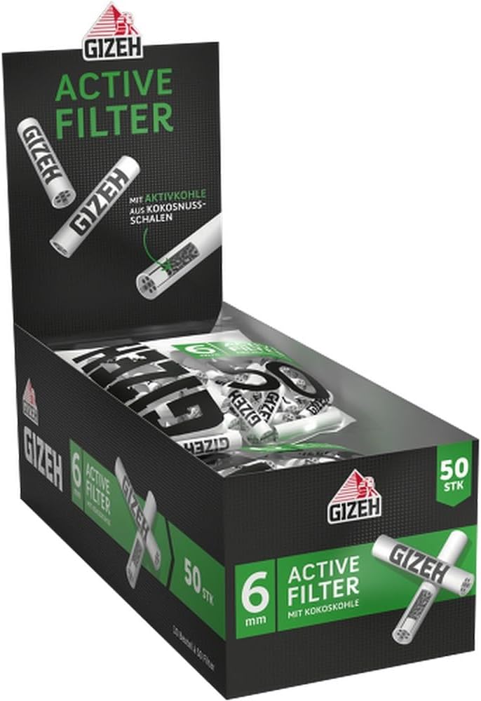 GIZEH BLACK Active Filter – Aktivkohlefilter slim 6 mm Durchmesser – Aktivkohlefilter slim mit Aktiv