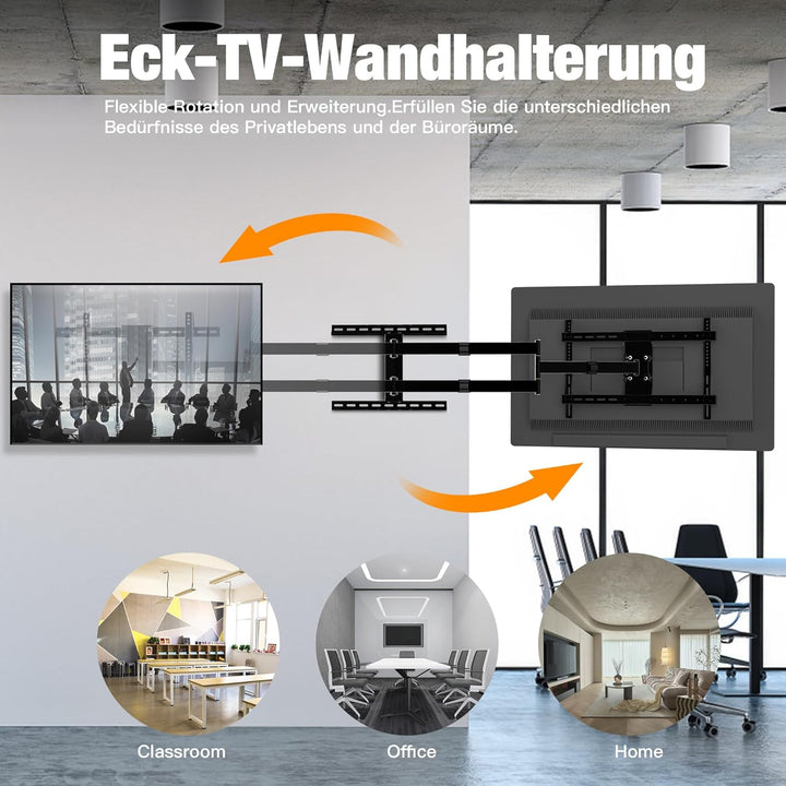 1200mm Wandabstand, Tv Wandhalterung, Langer Schwenkarm, Neigen, Schwenken, Rotieren, Ausziehen, 32-
