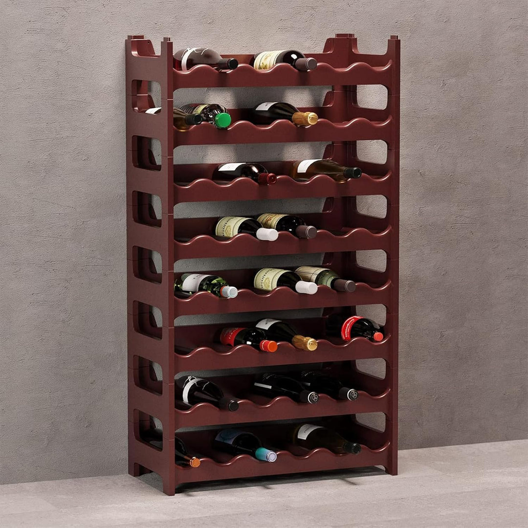 ARTECSIS® Weinregal stapelbar & modular erweiterbar Kunststoff für 48 Weinflaschen (braun) - Stabile