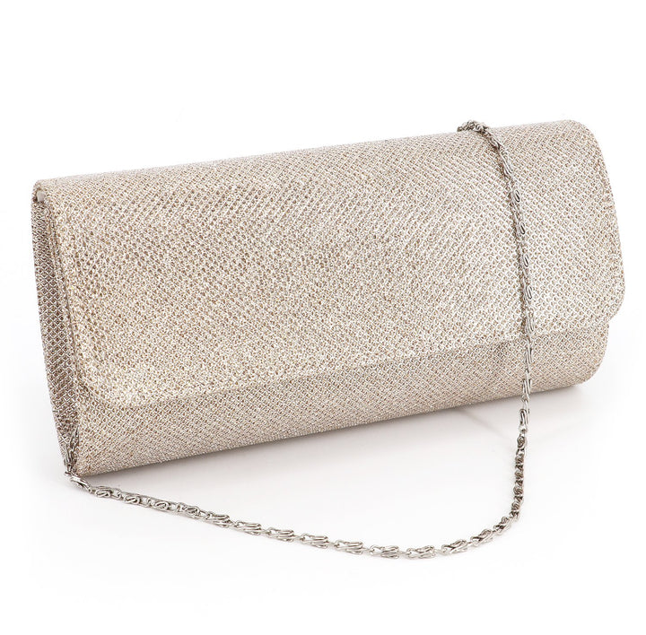 Naimo Kleine Clutch-Tasche mit Klappe und abnehmbarer Kette Champagner, Champagner