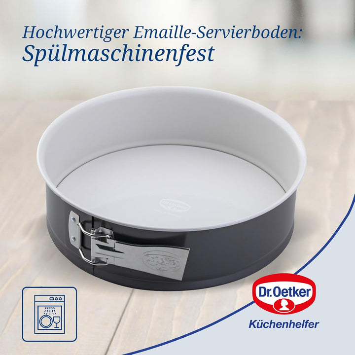 Dr. Oetker Springform Ø 26 cm EXCLUSIVE, Backform mit schnitt- & kratzfestem Flachboden mit Emaille-