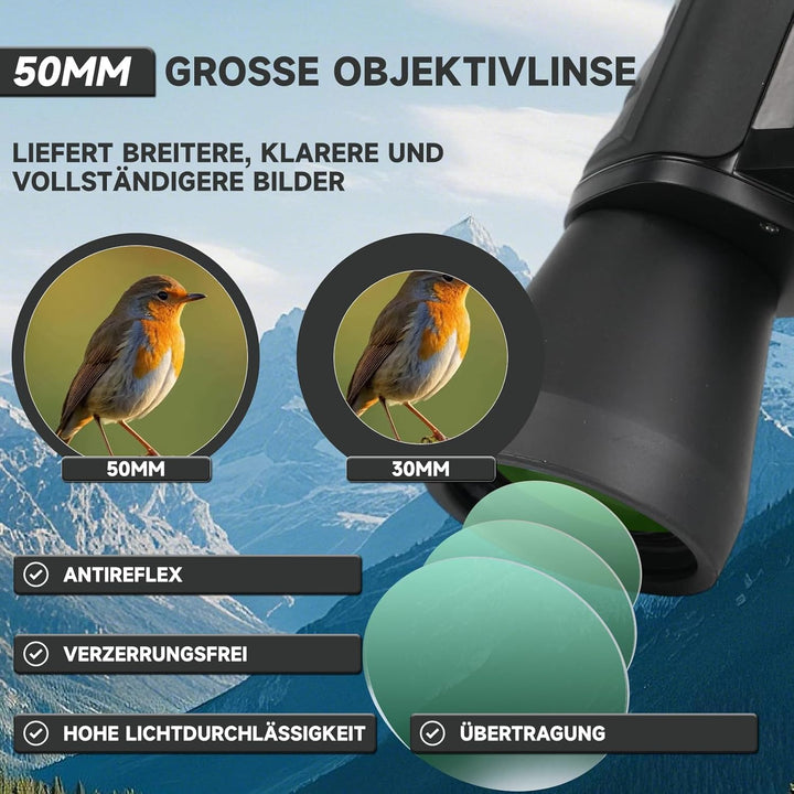 BOSTRON 10x50 kompaktes Porro Fernglas, Doppelfernrohr HD BAK4 Prismen Wasserdicht Nebelresistent Ze