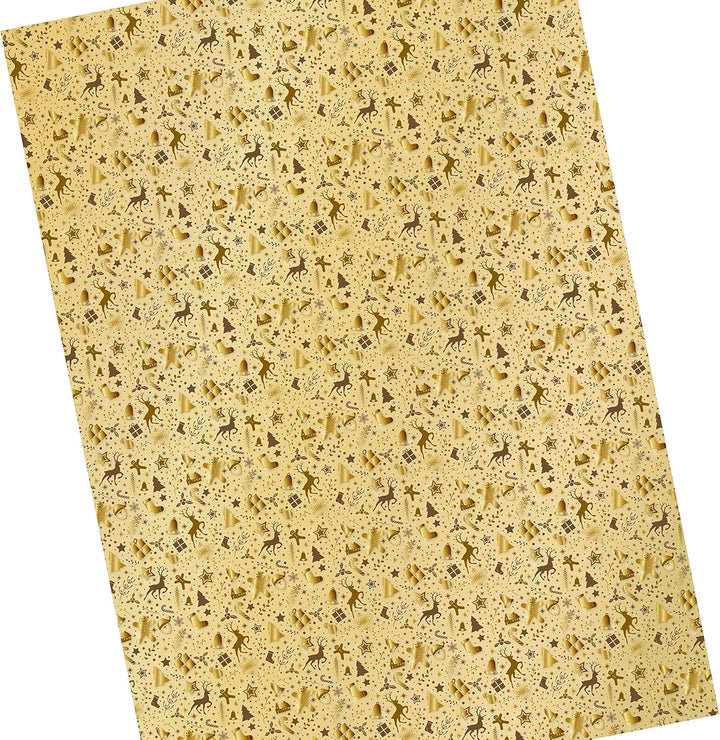 Geschenkpapier Weihnachten Gold Natura 100 Bogen 84 x 59 cm, Öko Recycling-Papier nachhaltig gedruck