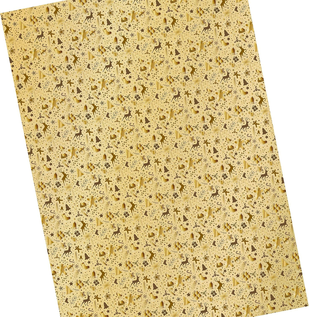 Geschenkpapier Weihnachten Gold Natura 25 Bogen 84 x 59 cm, Öko Recycling-Papier nachhaltig gedruckt