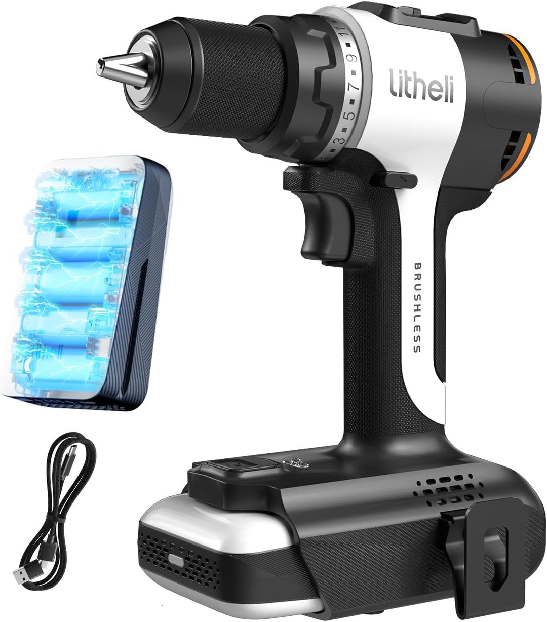 Litheli 20V Akku Bohrschrauber mit 1X10.000mAh Li-Ion Akku, 60 Nm Maximaldrehmoment, 2 Geschwindigke
