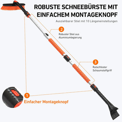 AstroAI 3in1 Auto Reinigungsbürste Eiskratzer Schneebesen Abnehmbarer Eisschaber mit Schaumstoffgrif