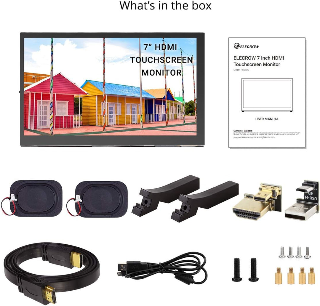 ELECROW Raspberry Pi Display, 7-Zoll 1024×600 Touchscreen Monitor Mini Bildschirm mit Propellerständ