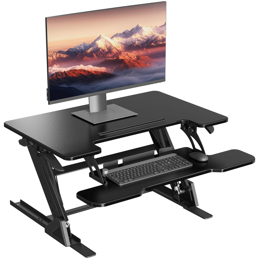 BONTEC Stehpult Höhenverstellbar mit Dual-Gasfeder, Tischaufsatz für Dual Monitor Arbeitsplatz, 81,3