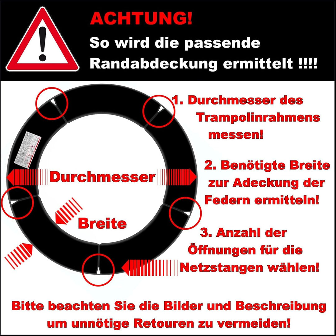 Baunsal® Trampolin Randabdeckung Ø 183 244 250 275 300 305 335 366 370 396 400 427 430 457 460 487 4