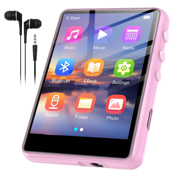 SWOFY 128GB MP3-Player mit Bluetooth 5.3-2,4-Zoll Touchscreen, HiFi-Klang, integrierter Lautsprecher