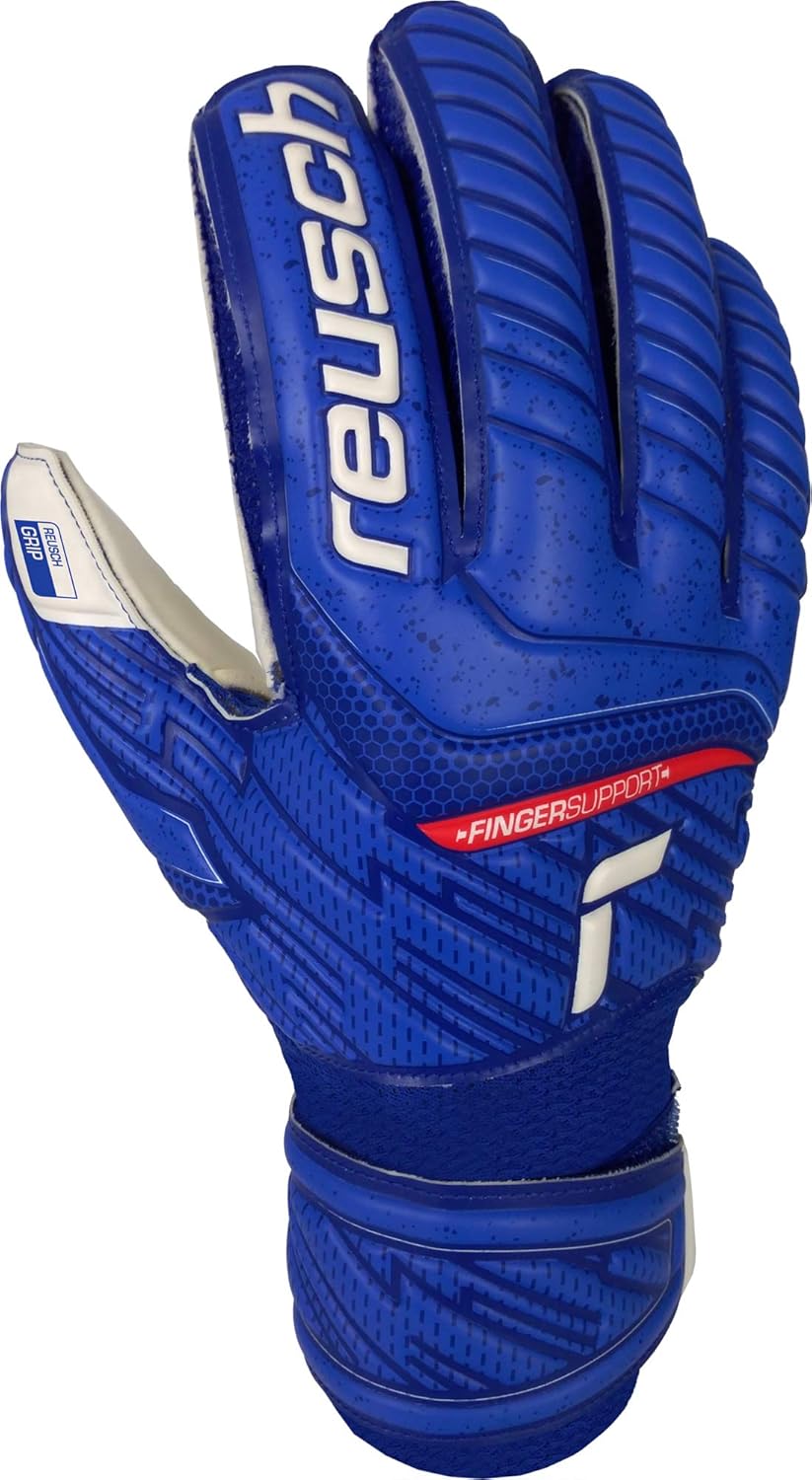 Reusch Unisex Torwarthandschuhe Attrakt Grip Finger Support Junior blau / weiss 6, blau / weiss 6