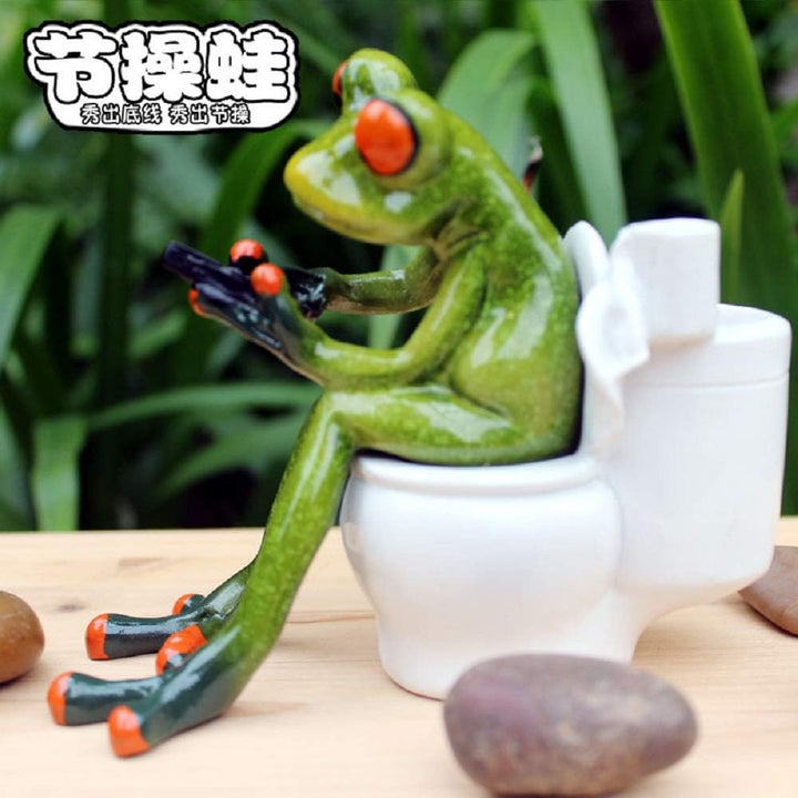 StealStreet ss-g-61233 Frosch Arbeiten auf IT 'S eigenen Badezimmer Business Deko Figur, Grün