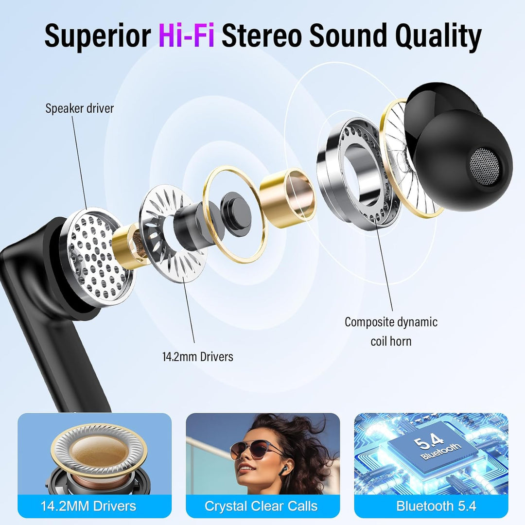 Touchscreen Bluetooth Kopfhörer, 2026 In Ear Kopfhörer Kabellos Bluetooth 5.4 mit ANC+ENC Noise Canc