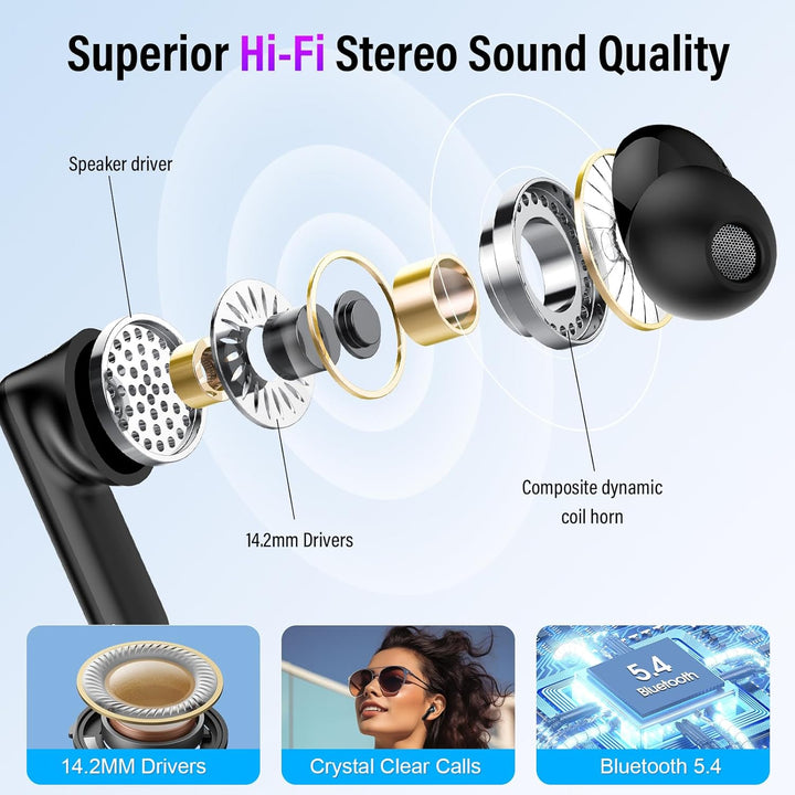 Touchscreen Bluetooth Kopfhörer, 2026 In Ear Kopfhörer Kabellos Bluetooth 5.4 mit ANC+ENC Noise Canc