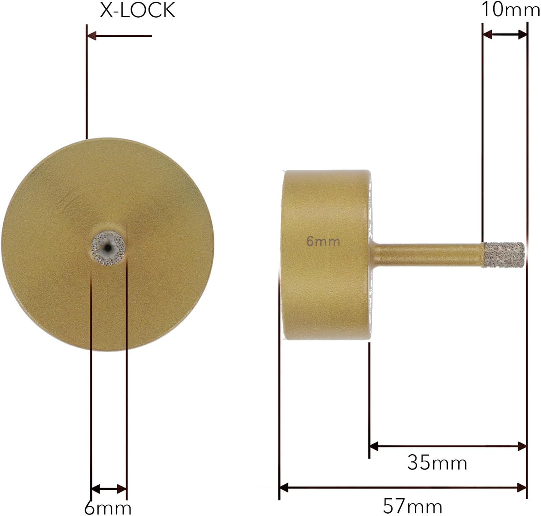 PRODIAMANT Diamant Fliesenbohrer 6 mm passend für X-Lock Aufnahme – Trockenbohrer für Feinsteinzeug,