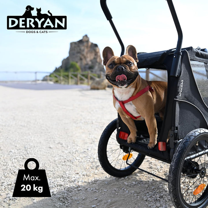 Hundefahrradanhänger 2-in-1 für Hunde – Fahrradanhänger, Jogger & Buggy – Zusammenklappbar & Multifu