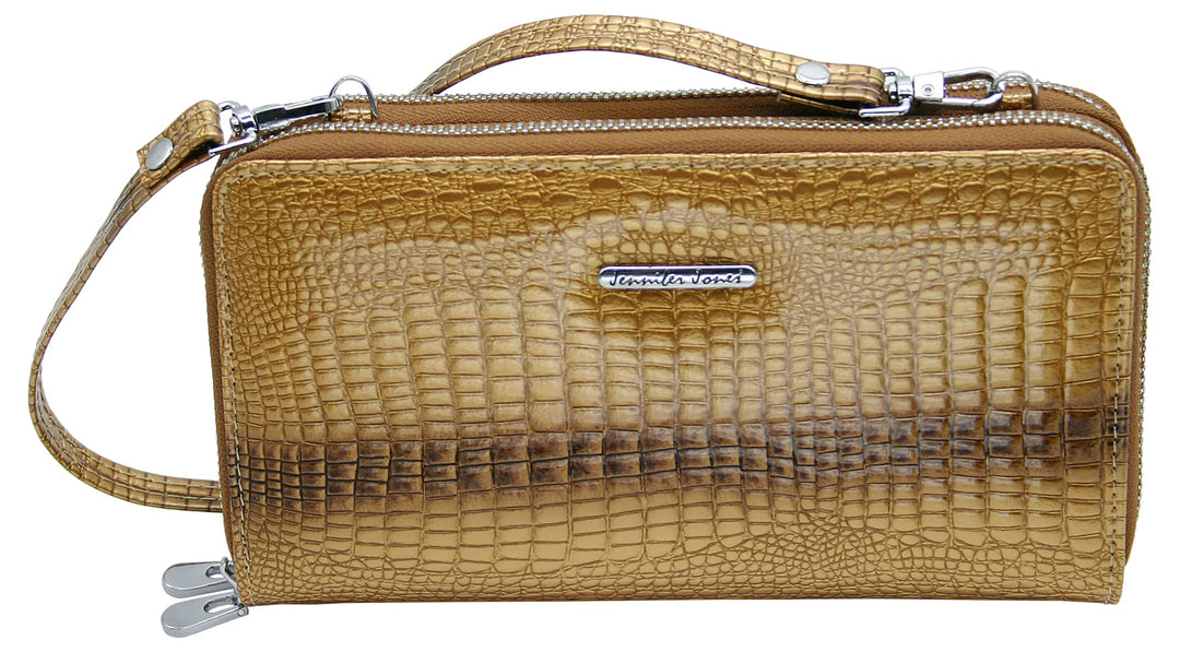 Jennifer Jones - Echt Leder Handtasche mit Handyfach - 2in1 Handytasche & Geldbörse mit RFID-Schutz
