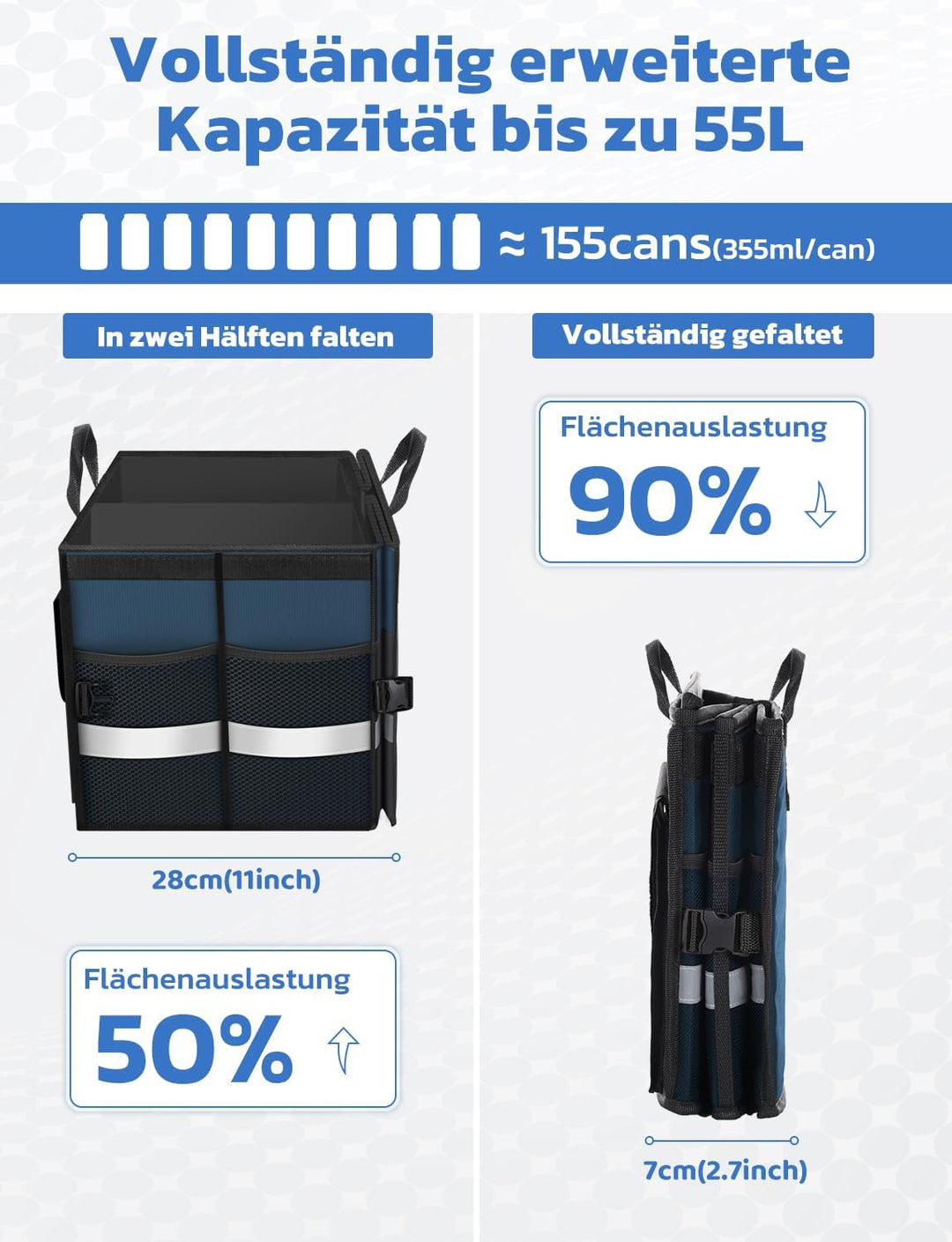 Oasser Kofferraumtasche Kofferraum Organizer mit Deckel Autobox Auto Box Tasche Wasserdicht Rutschfe