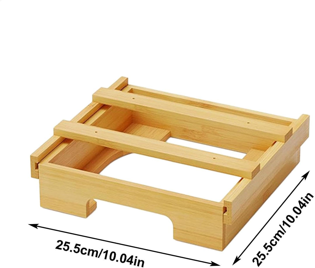 Cabinet Bamboo Plate Frame, Paper Plate Dispenser, Countertop Storage, 10.04x10.04 Inches Vertical H