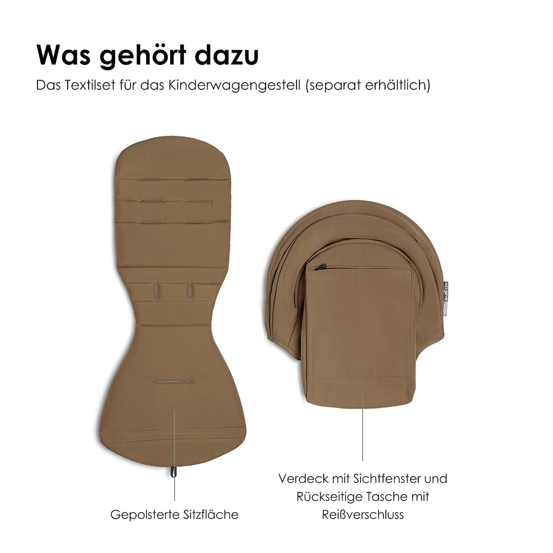 BABYZEN YOYO 6+ Textilset, Toffee - Nur Textilset: Sitzpolster, farbgleichen Verdecken und Reissvers