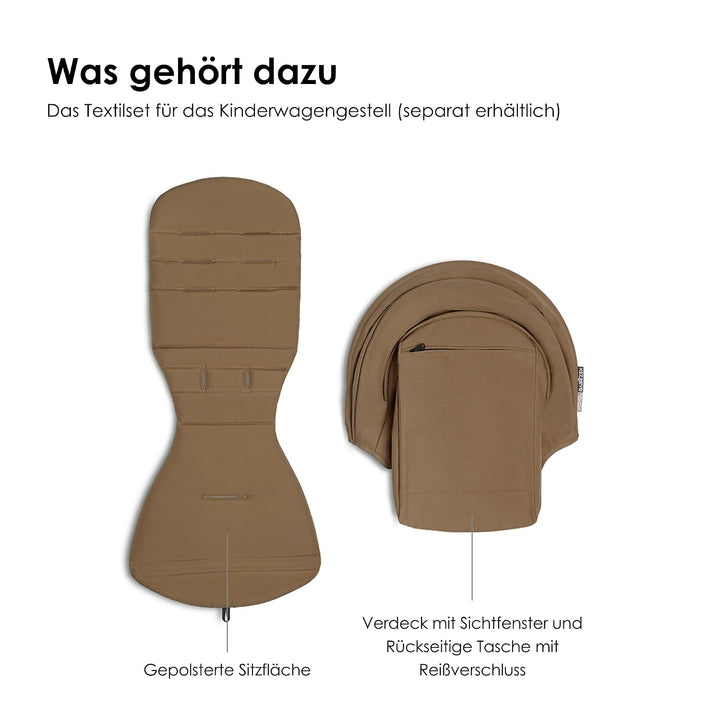 BABYZEN YOYO 6+ Textilset, Toffee - Nur Textilset: Sitzpolster, farbgleichen Verdecken und Reissvers