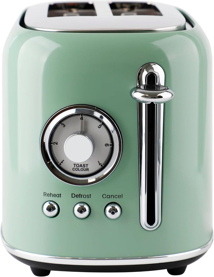 EMERIO Toaster Retro Style | 800 Watt | 2 Scheiben | 7 einstellbare Bräunungsgrade | Brötchenaufsatz