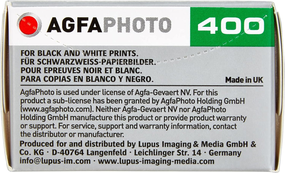 AgfaPhoto APX 400 135-36 Negativfim S/W im 2er Pack 2 Stück 400 ASA Single, 2 Stück 400 ASA Single
