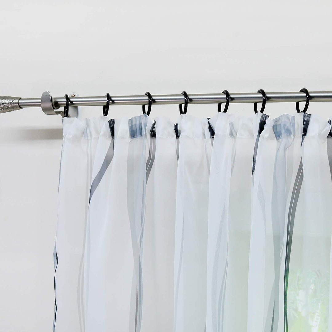 1er-Pack Voile Gardine Transparenter Vorhang mit Kräuselband Wellen Druck H/B 145/140 cm Weiss Silbe