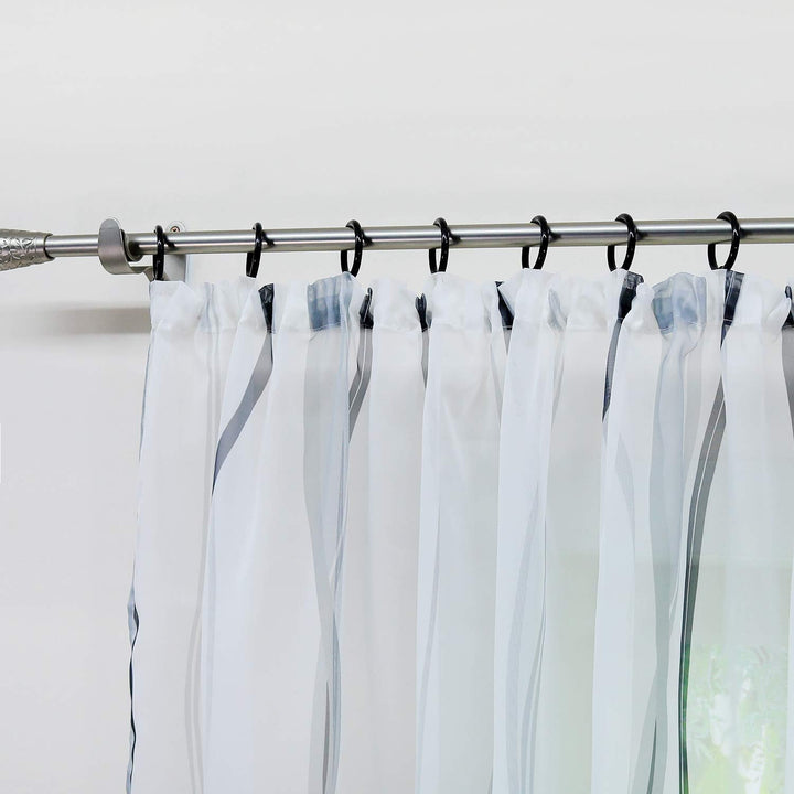 1er-Pack Voile Gardine Transparenter Vorhang mit Kräuselband Wellen Druck H/B 145/140 cm Weiss Silbe