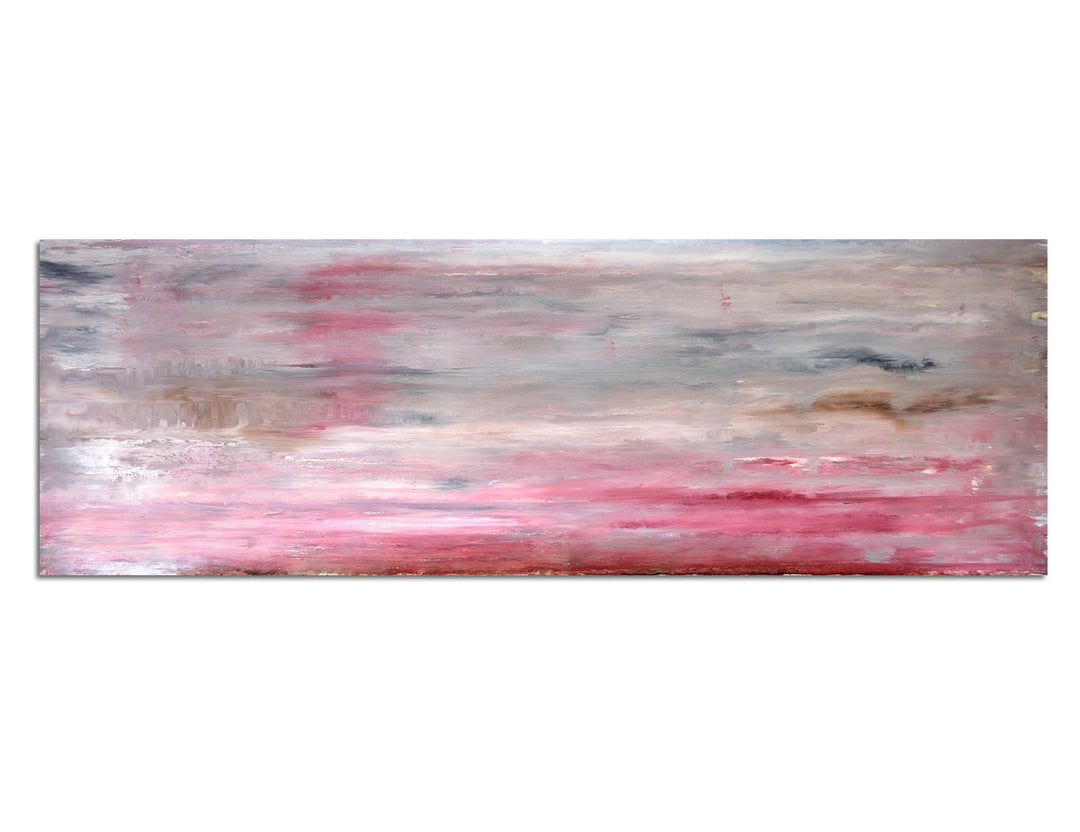 Paul Sinus Art Panoramabild auf Leinwand und Keilrahmen 150x50cm Kunstmalerei rot beige abstrakt