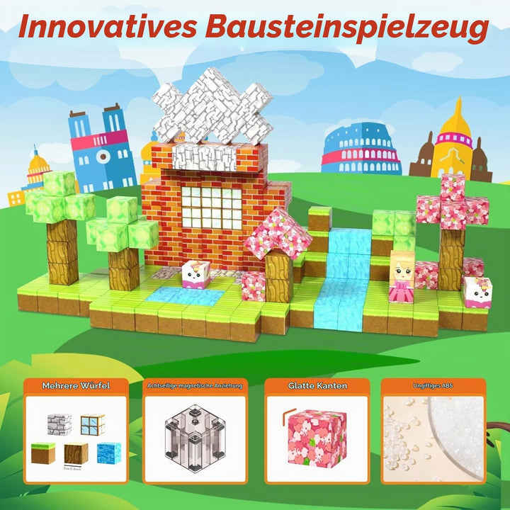 Magnetische Bausteine - Build Mine Magnete Welt World Set, Magnetisches Spielzeug für Jungen und Mäd