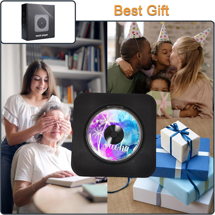 Tragbarer CD-Player für Zuhause mit Lautsprechern - Bluetooth Desktop CD-Player Eingebaute HiFi-Laut