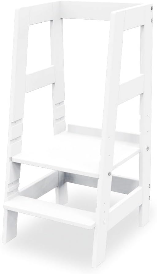 PINOLINO Fino Lernturm - Höhenverstellbarer Kinderhocker ab 1 Jahr – Kinder Tritthocker aus massiver