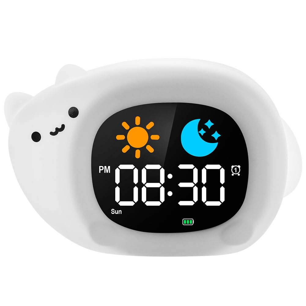 HOTUT Kinder Lichtwecker,Schlaftrainer Kinder mit Nachtlichtern,6 White Noise Kinderwecker,Digitaler